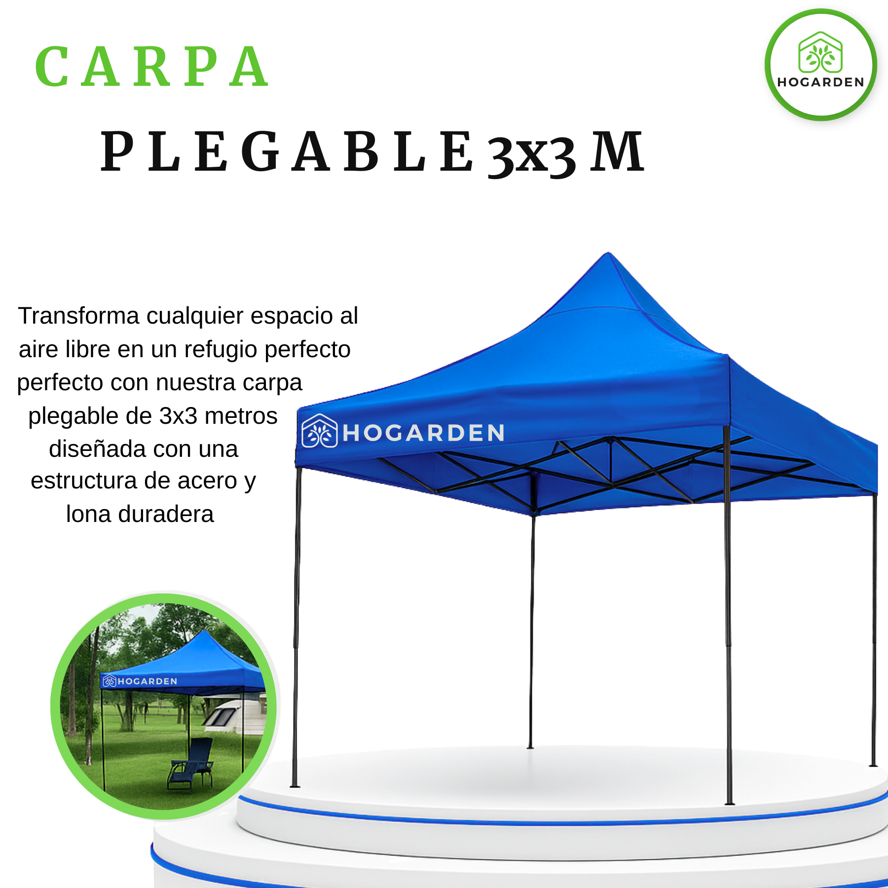 Carpa Plegable Azul 3x3 M