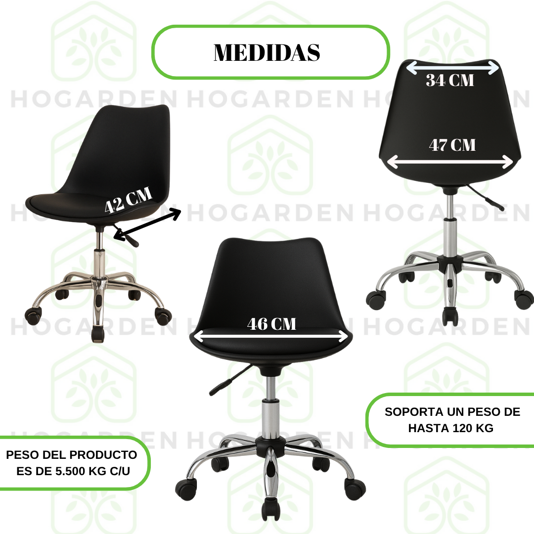 Silla Ejecutiva Eames Con Ruedas Negro