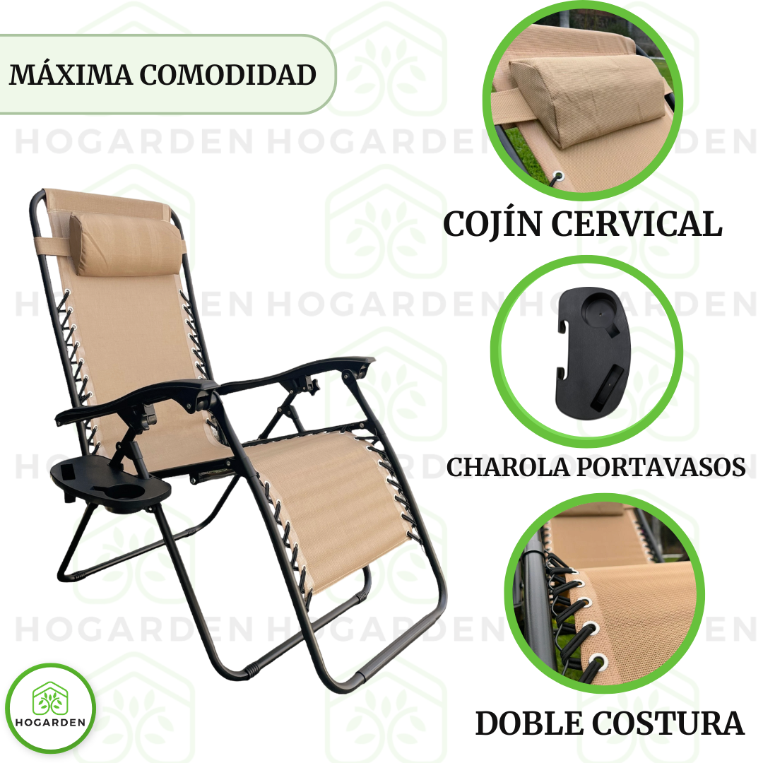 Silla Camastro Gravedad Cero Beige