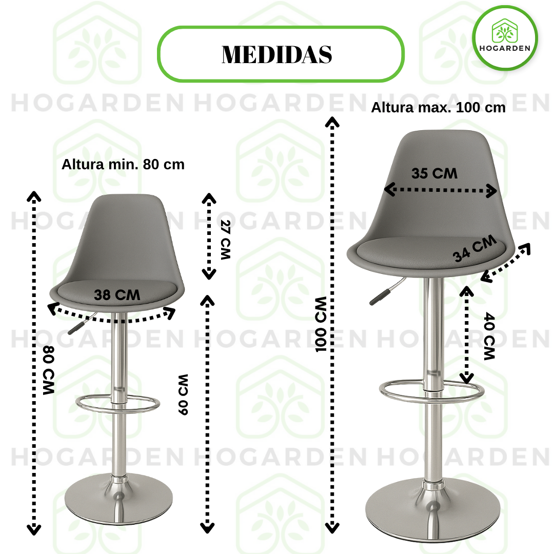 Banco Gris Alto Eames Para Barra Y Cocina