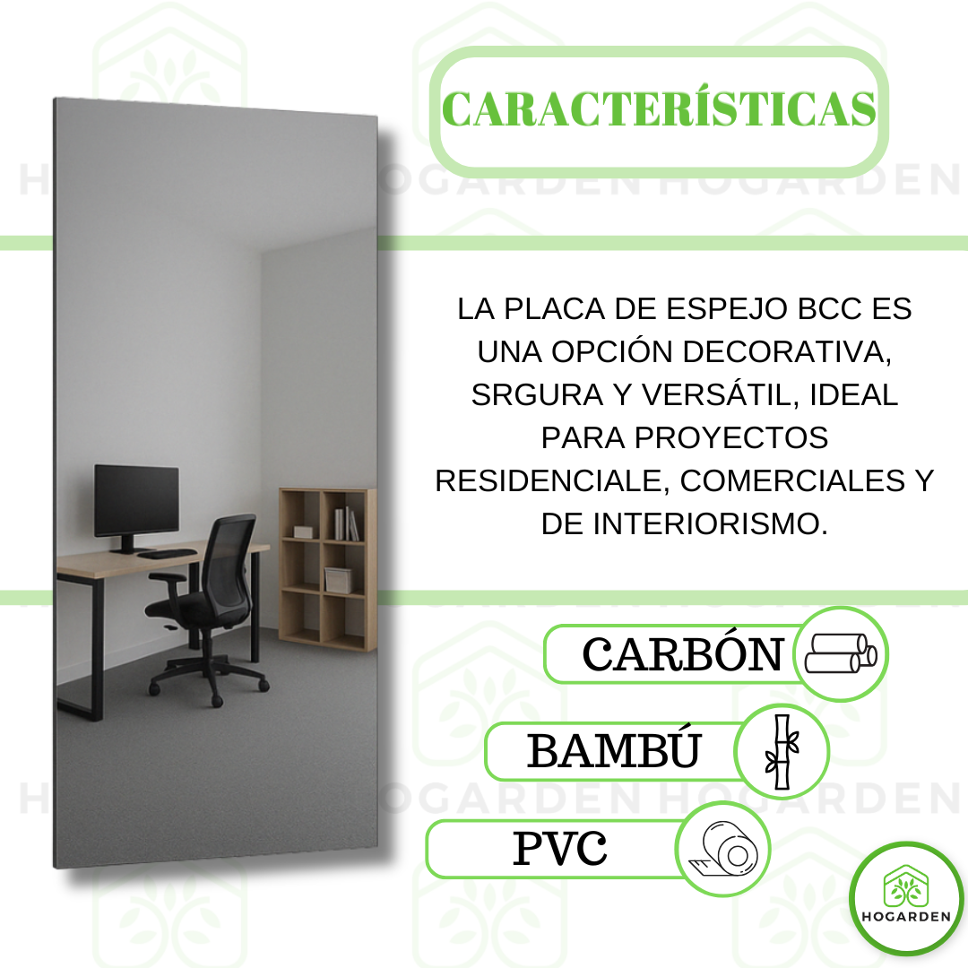 Panel Espejo BCC Acero 1.22x2.44 M Para Decoración