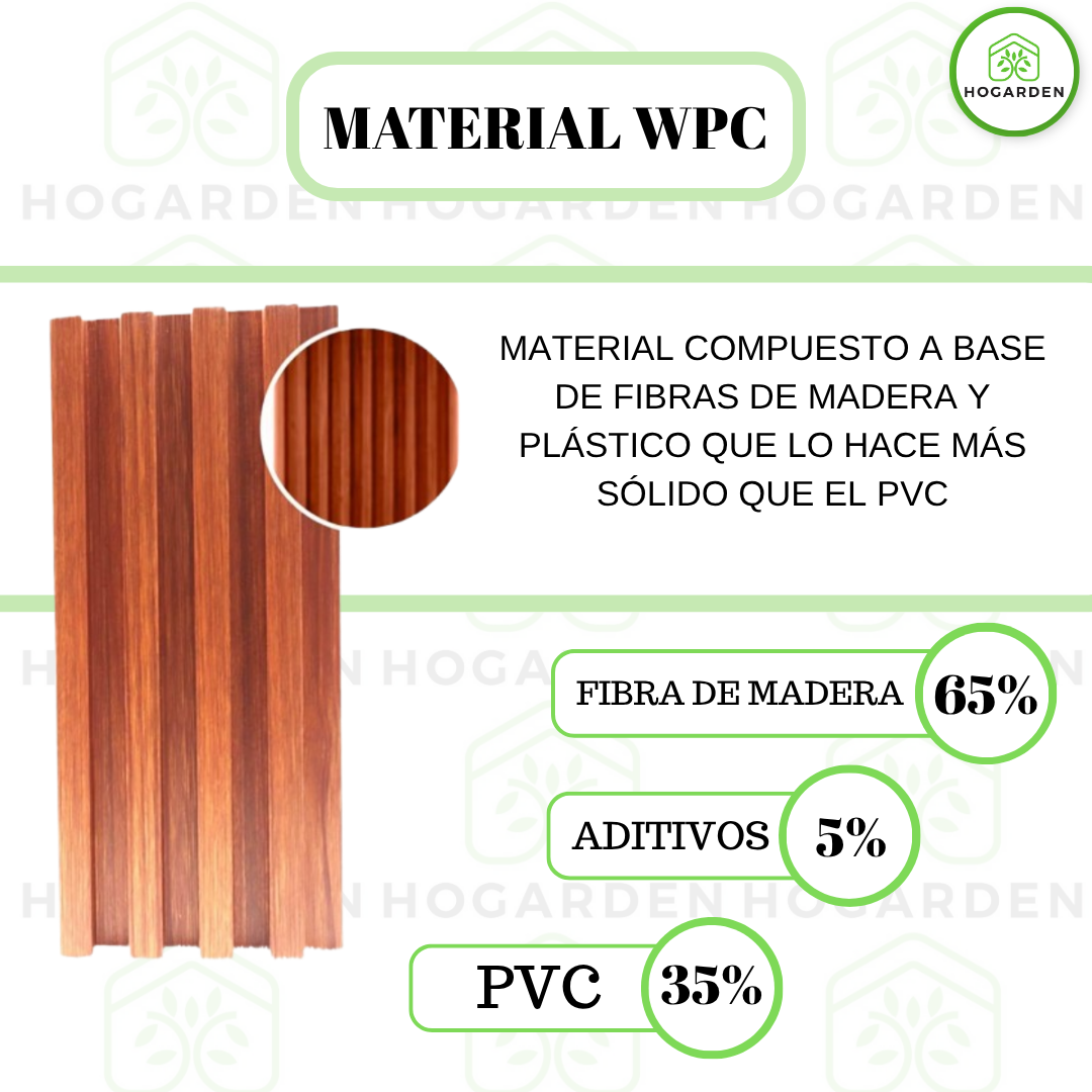 Panel Decorativo WPC Cedro Rojo 1 m x 16 cm 12 Pzs