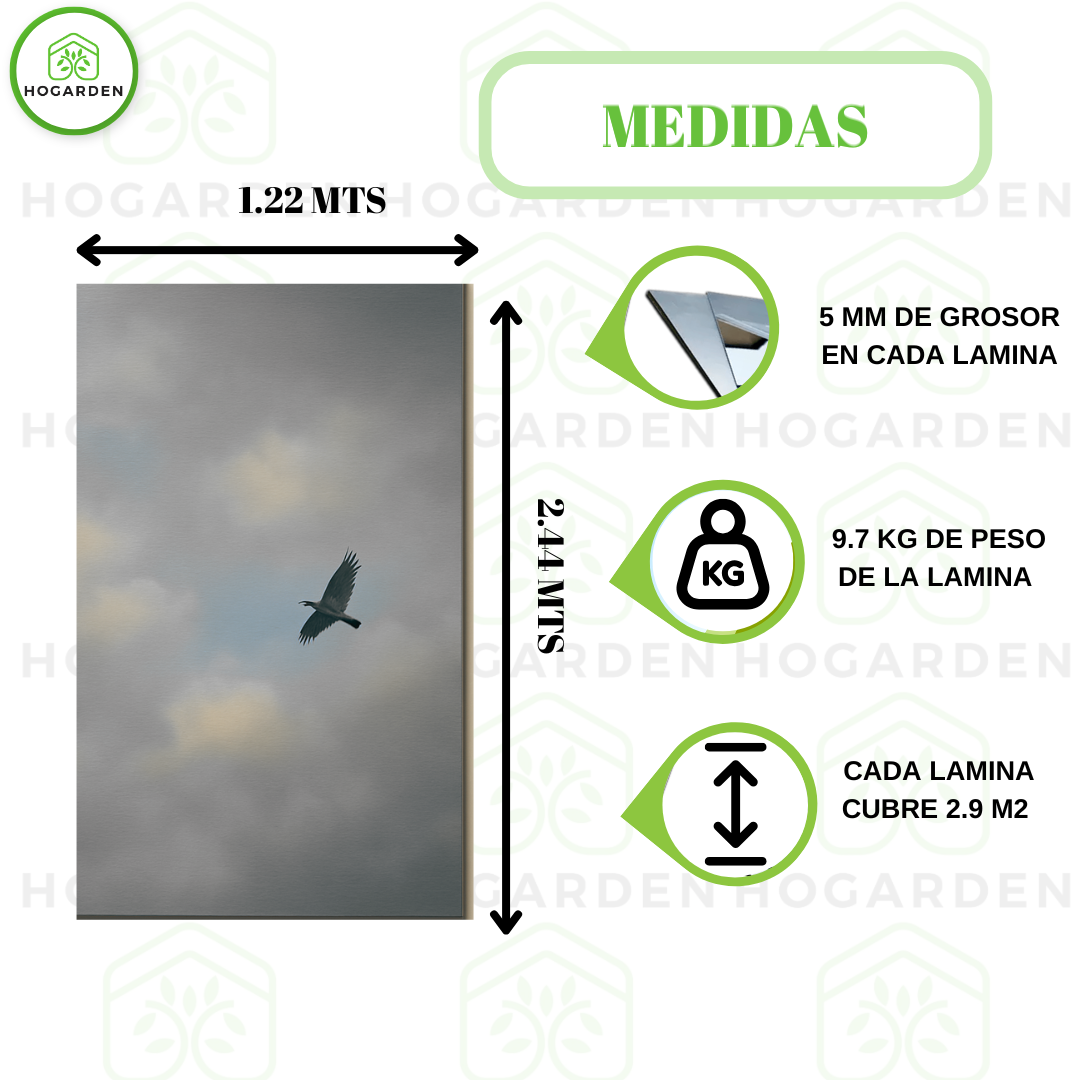 Panel Espejo BCC Acero 1.22x2.44 M Para Decoración