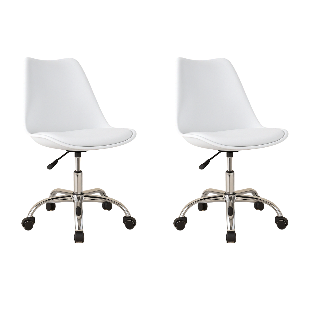 Silla Ejecutiva Eames Con Ruedas Blanca
