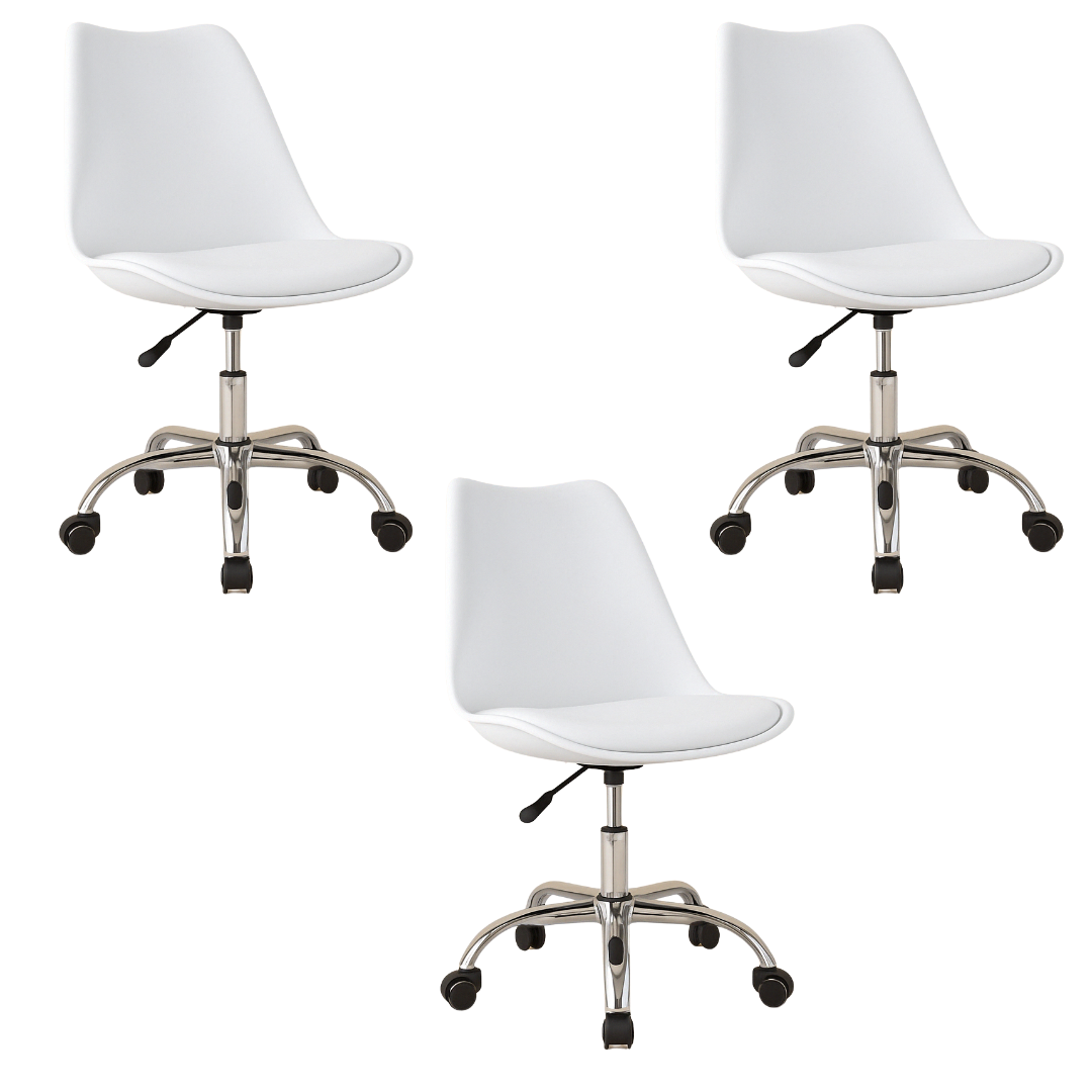 Silla Ejecutiva Eames Con Ruedas Blanca