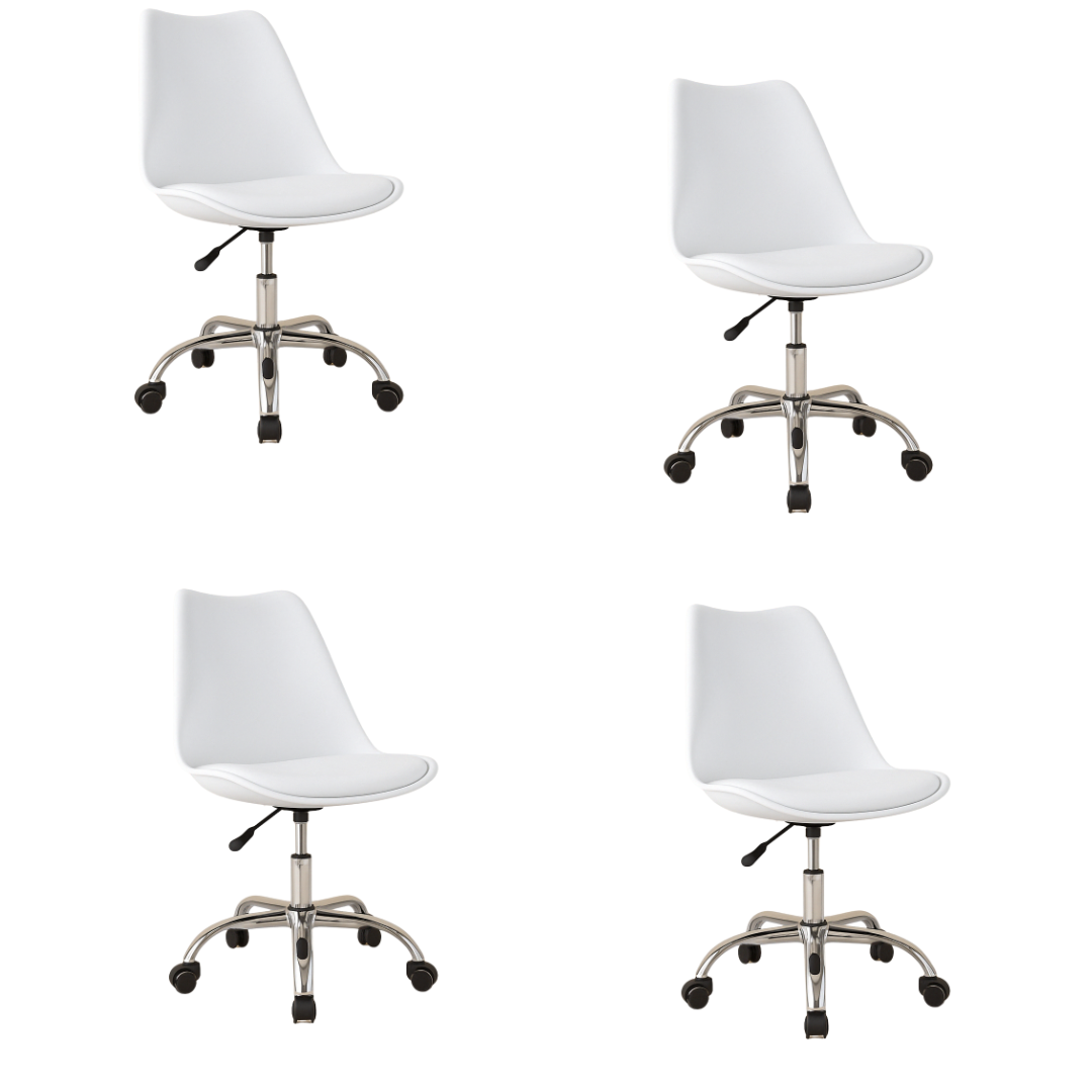 Silla Ejecutiva Eames Con Ruedas Blanca