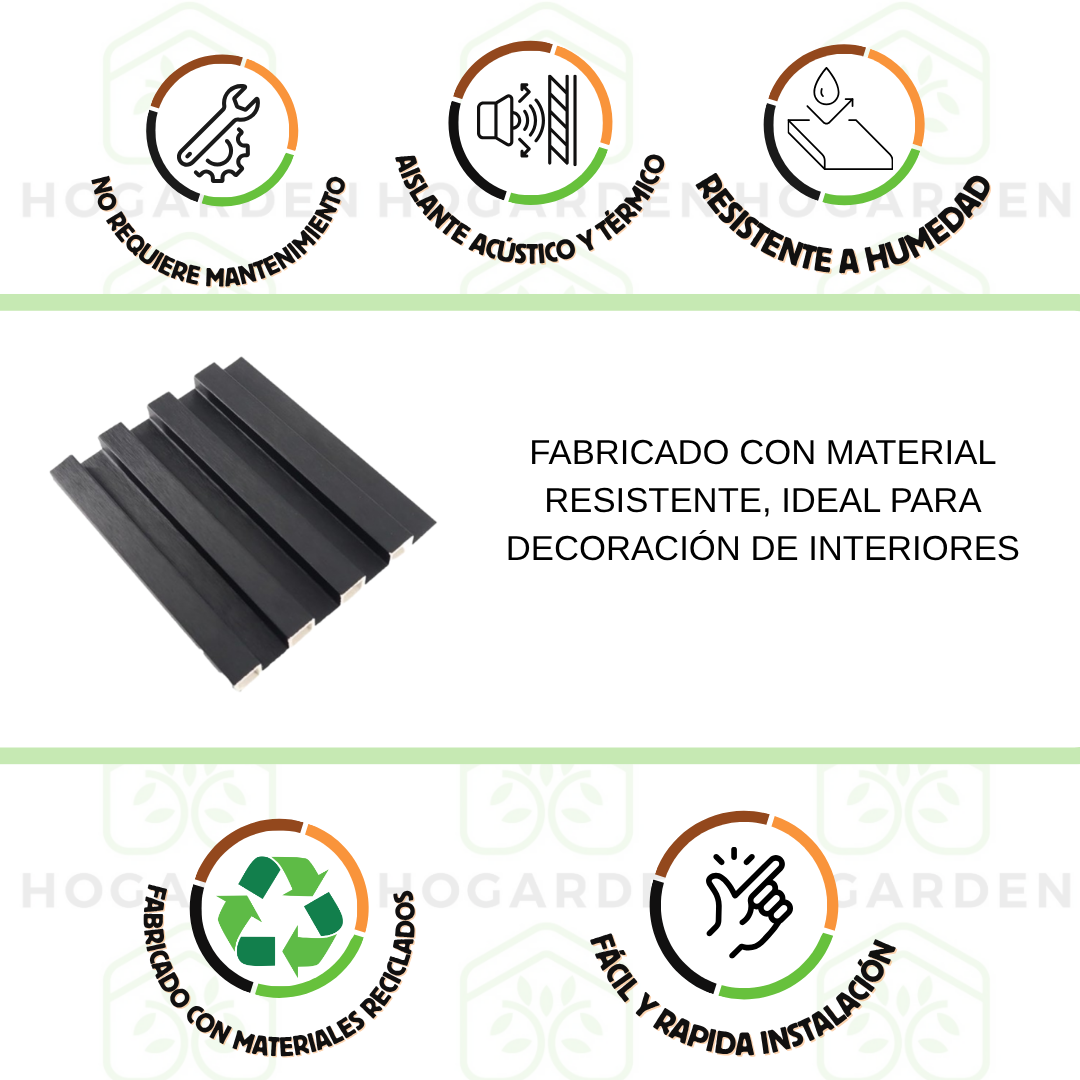 Panel Decorativos WPC Negro 1 m x 16 cm 12 Pzs