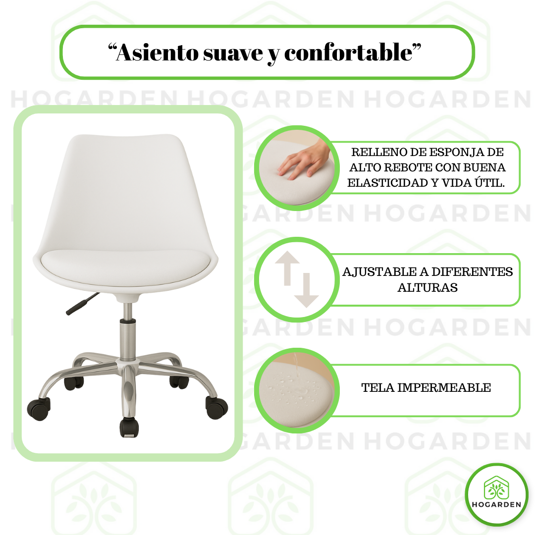 Silla Ejecutiva Eames Con Ruedas Blanca