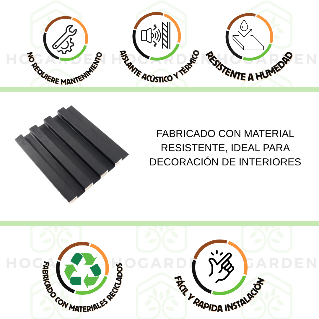 Panel Decorativo WPC Negro 2.9 m x 16 cm 10 Pzs