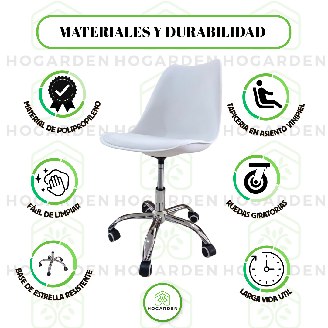 Silla Ejecutiva Eames Con Ruedas Blanca