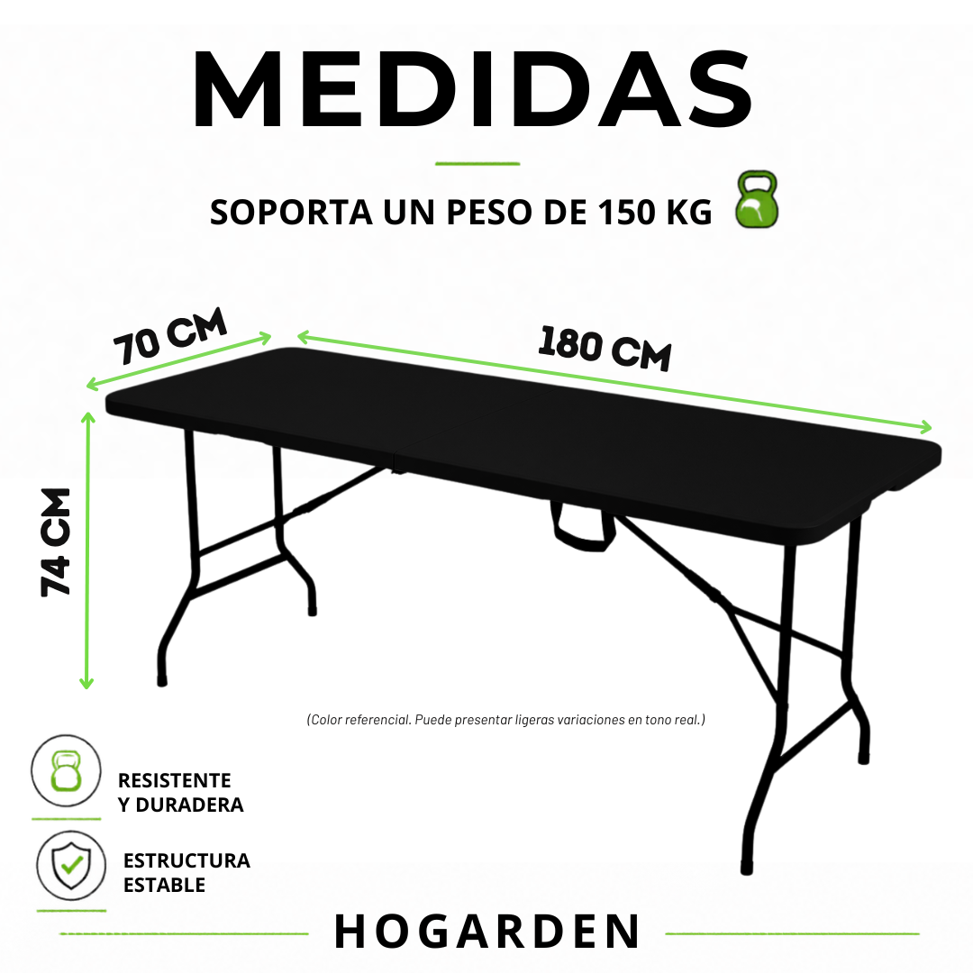 Mesa Plegable Negra 1.80 M