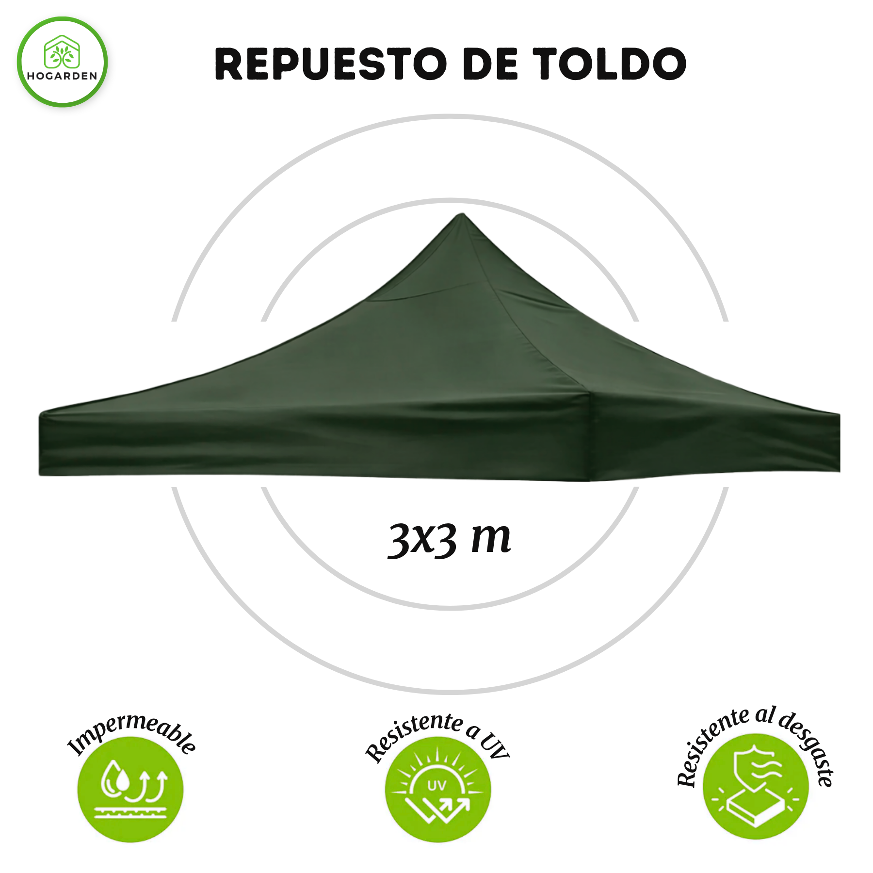 Repuesto De Toldo Verde 3x3 M