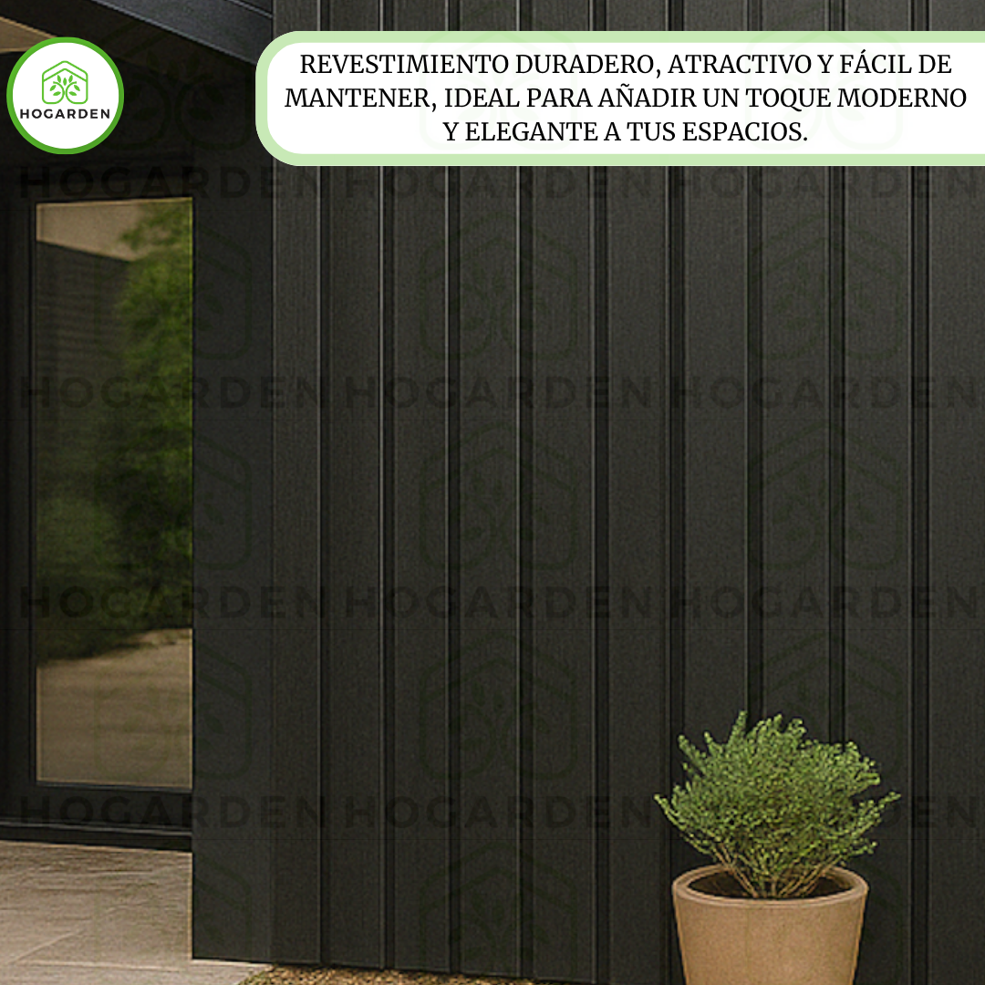 Panel Decorativos WPC Negro 1 m x 16 cm 12 Pzs