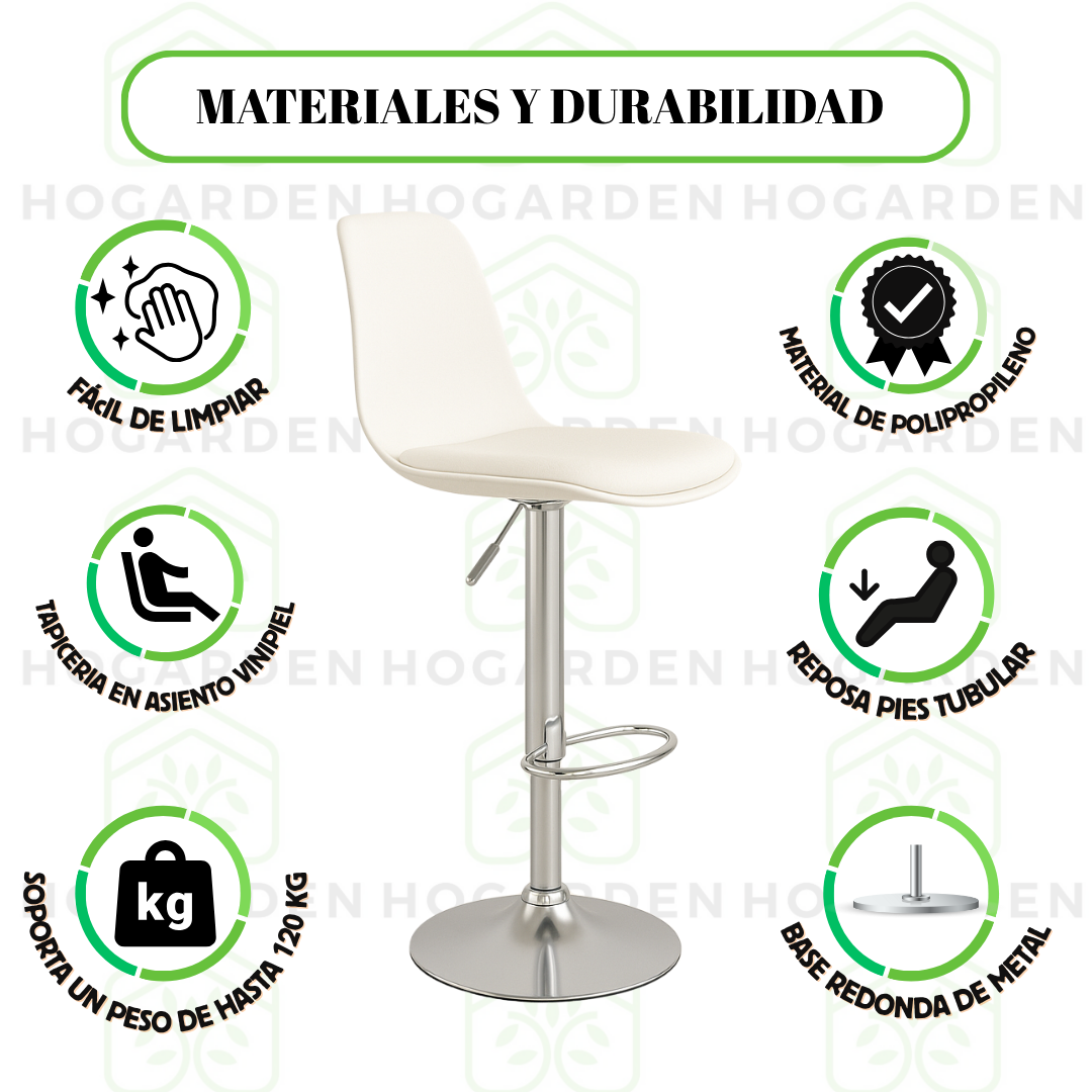 Banco de barra alto eames color blanco 1 pz.