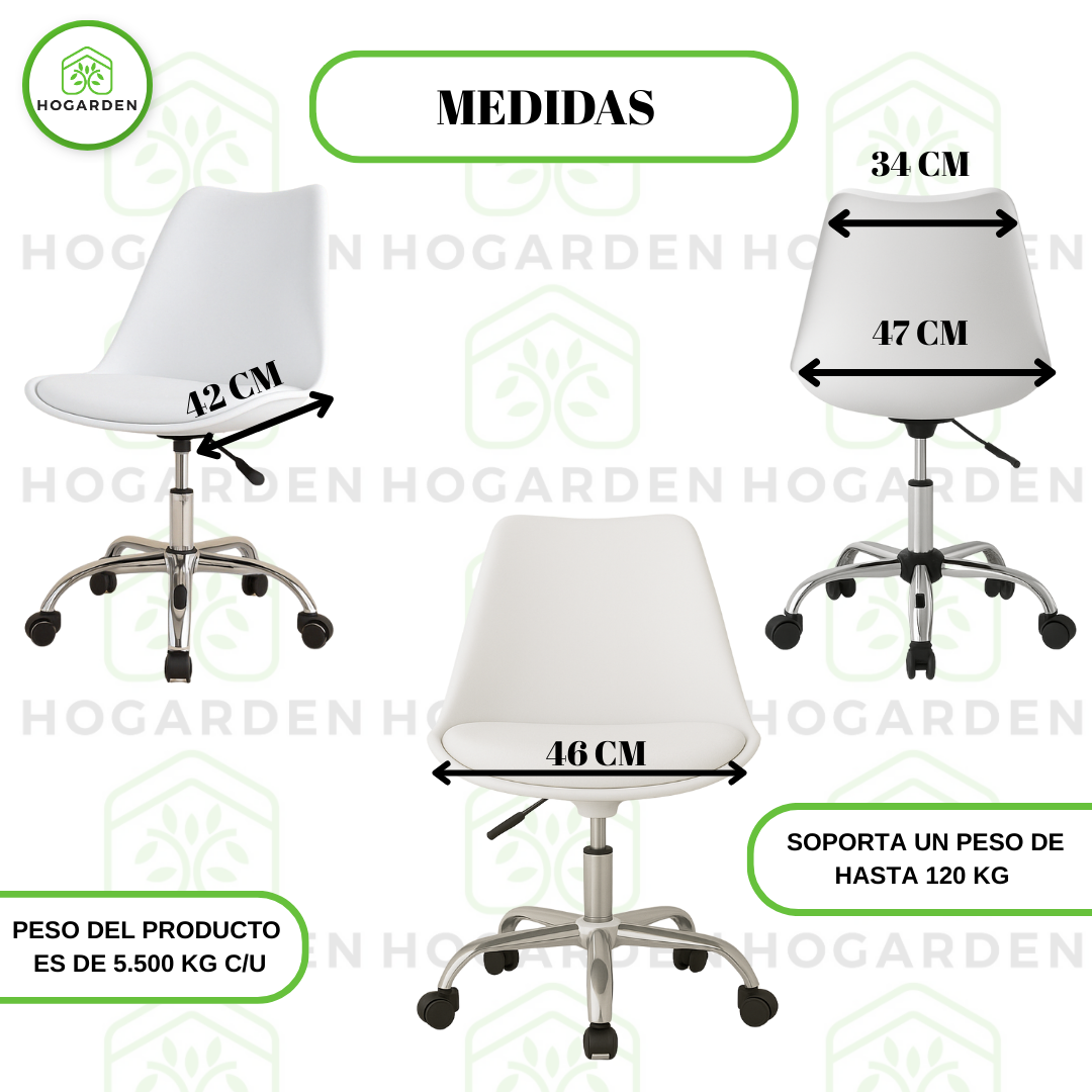 Silla Ejecutiva Eames Con Ruedas Blanca