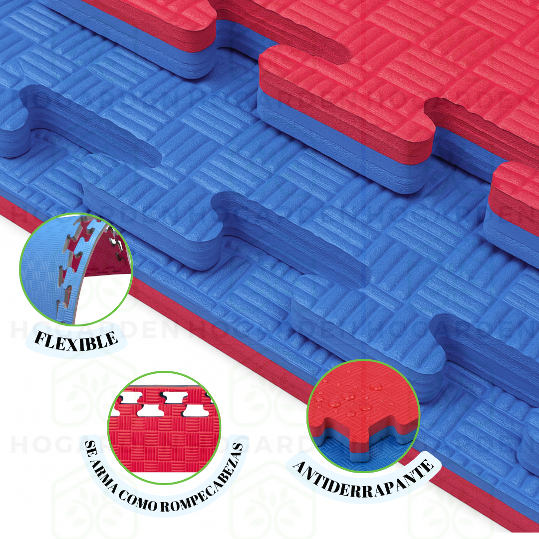 Tatami Piso Artes Marciales Rojo Con Azul