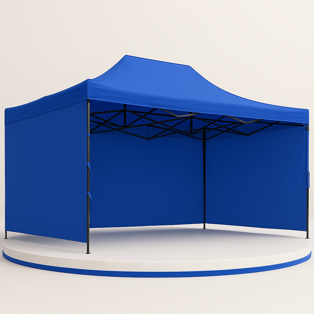 Carpa Plegable Azul 3x4.5 M Con Pared