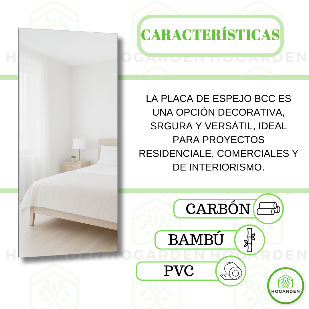 Panel Espejo BCC Plata 1.22x2.44 M Para Decoración