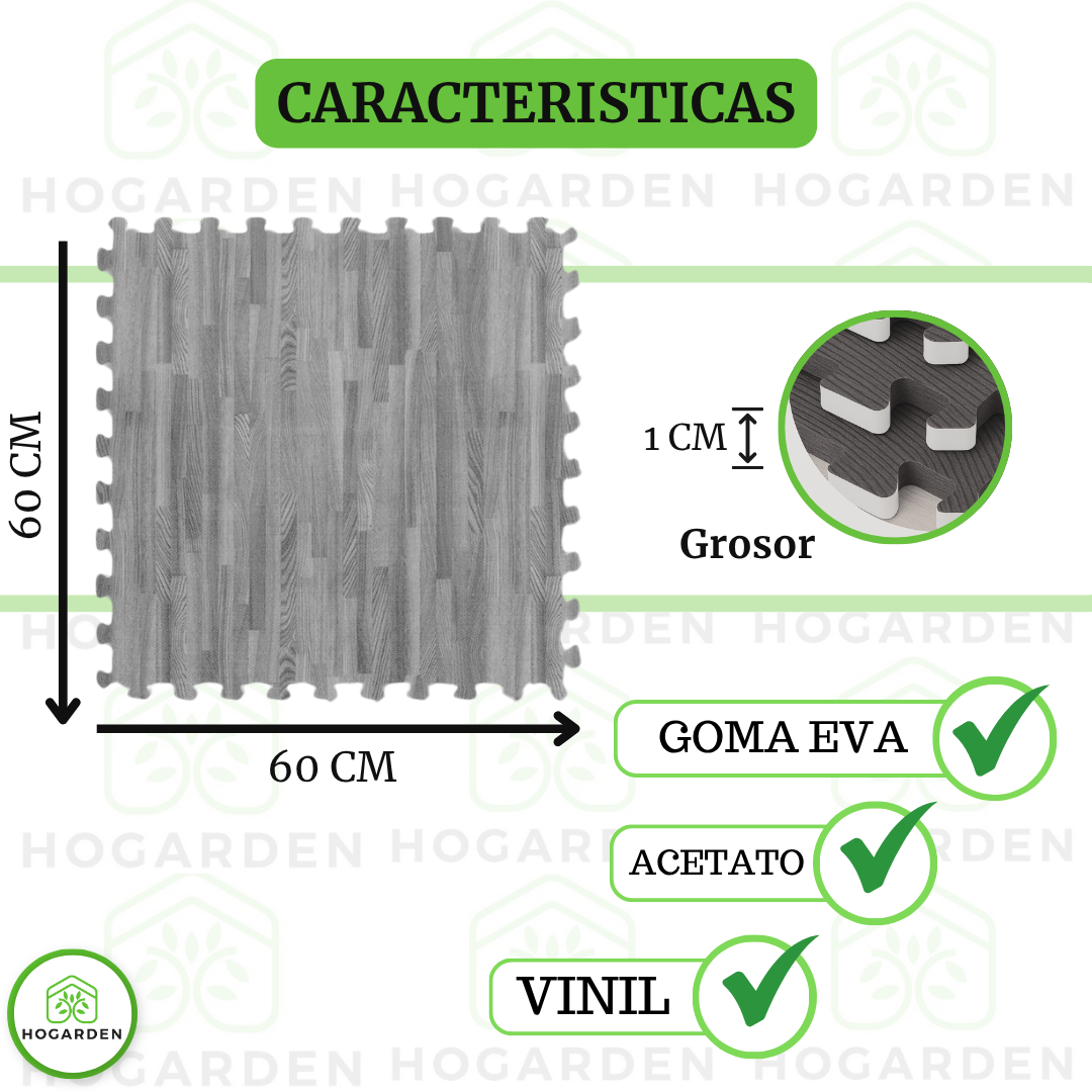 Piso Eva Tipo Madera Gris 1.0cm