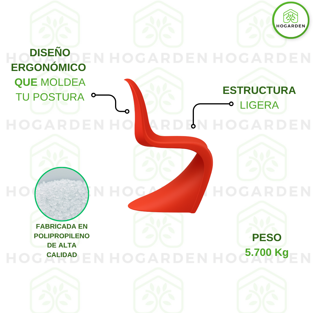 Silla Moderna Estilo Panton Roja