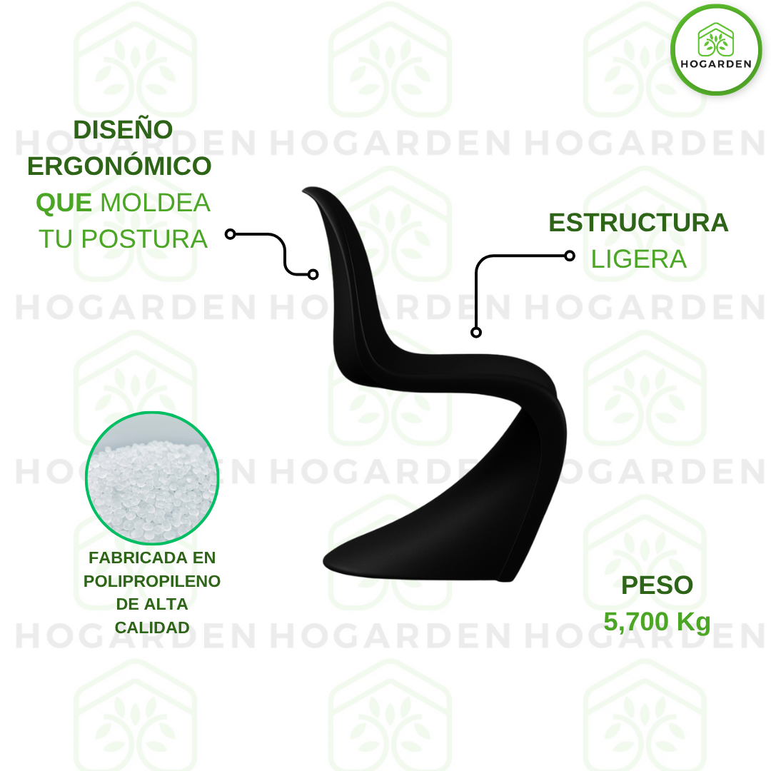 Silla Moderna Estilo Panton Negro