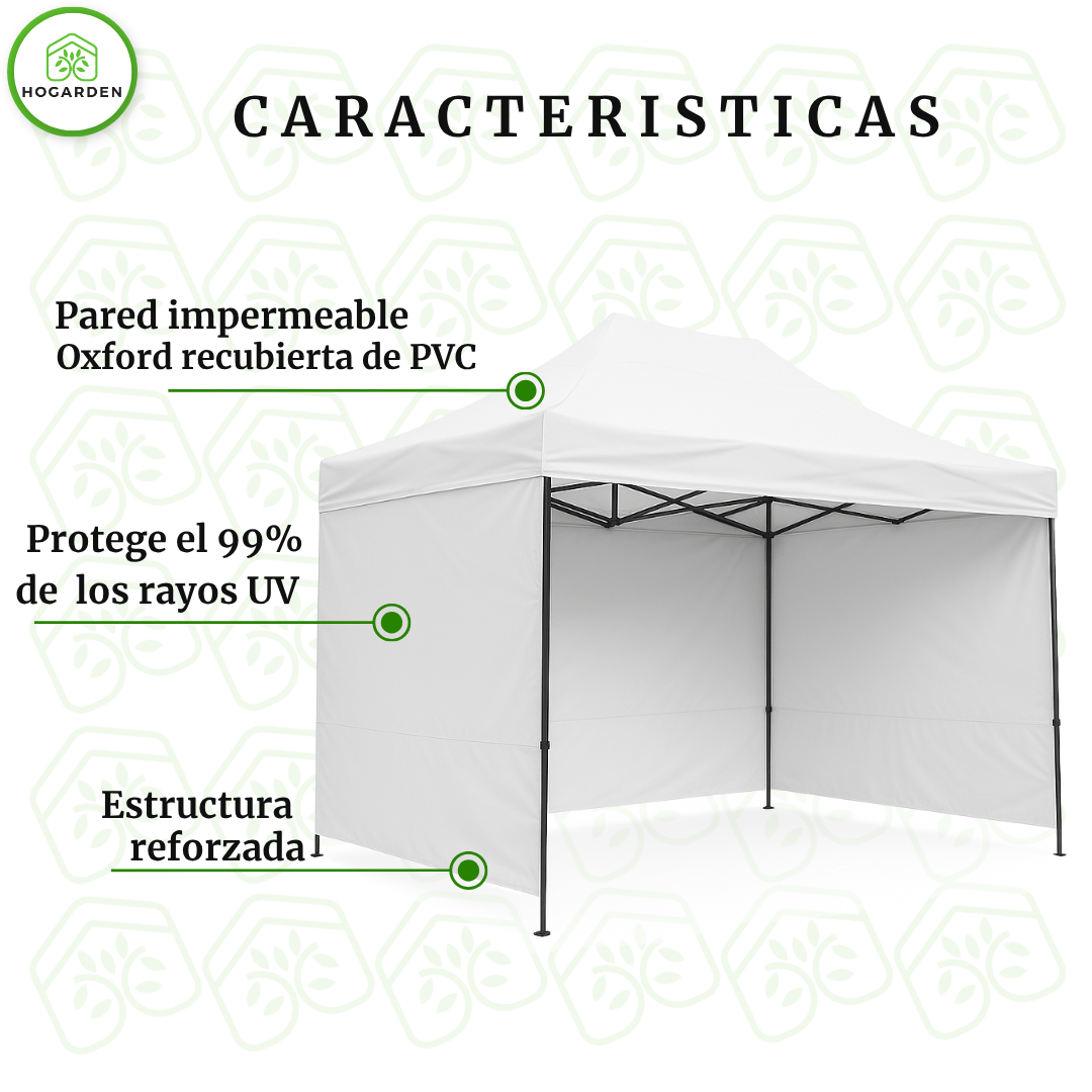 Carpa Plegable Blanca 2x3 M Con Pared