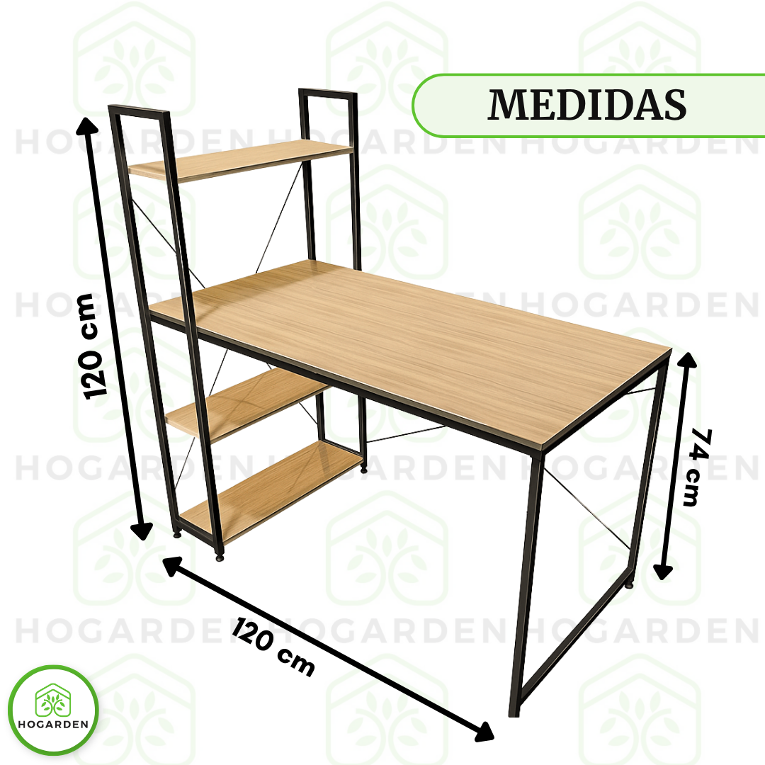 Escritorio Con Repisas Color Madera