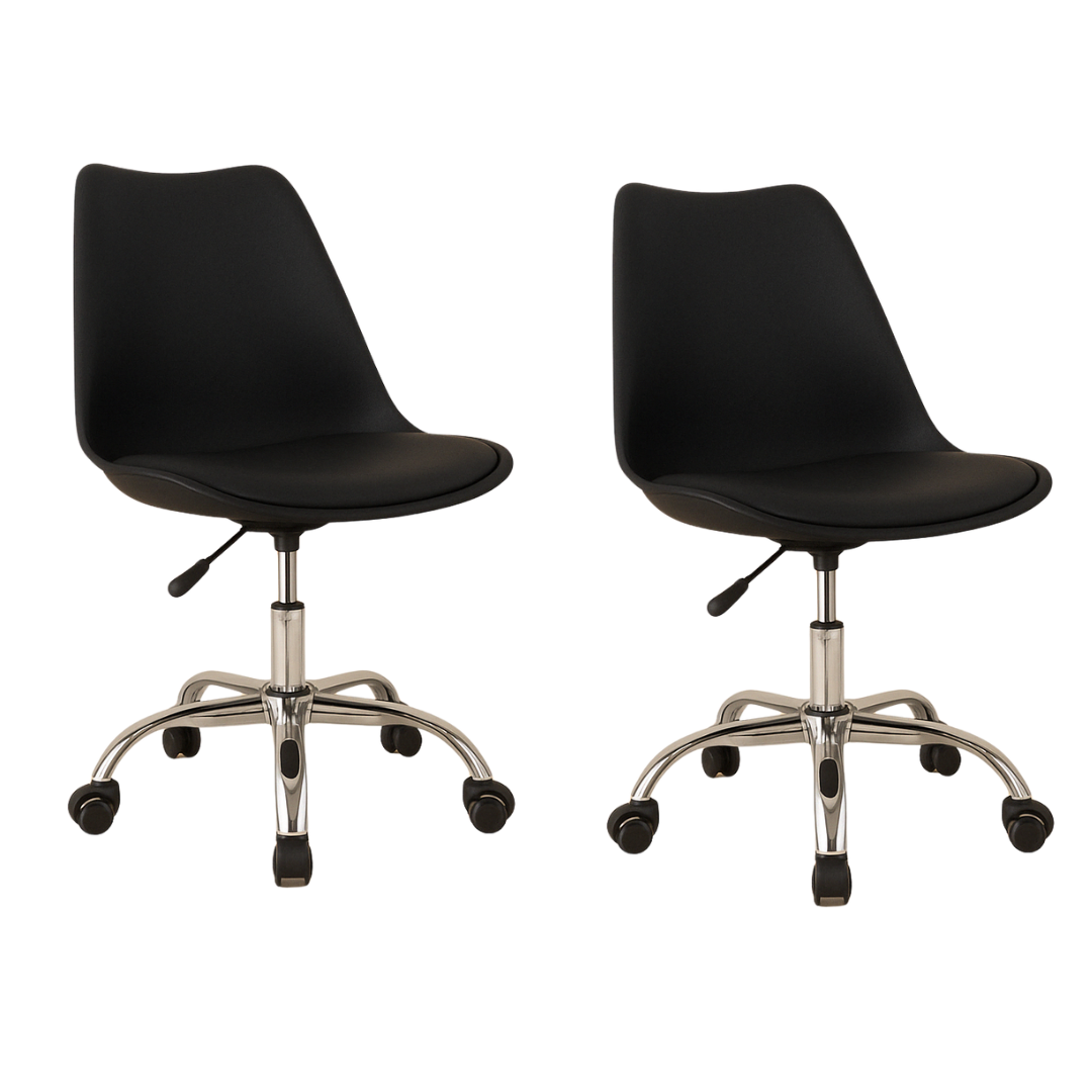 Silla Ejecutiva Eames Con Ruedas Negro