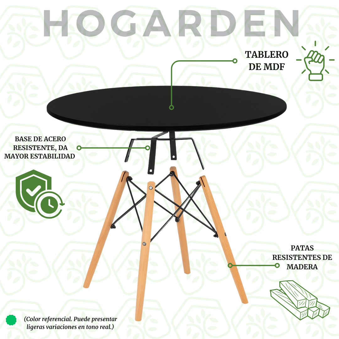 Mesa Eames Negro Redonda