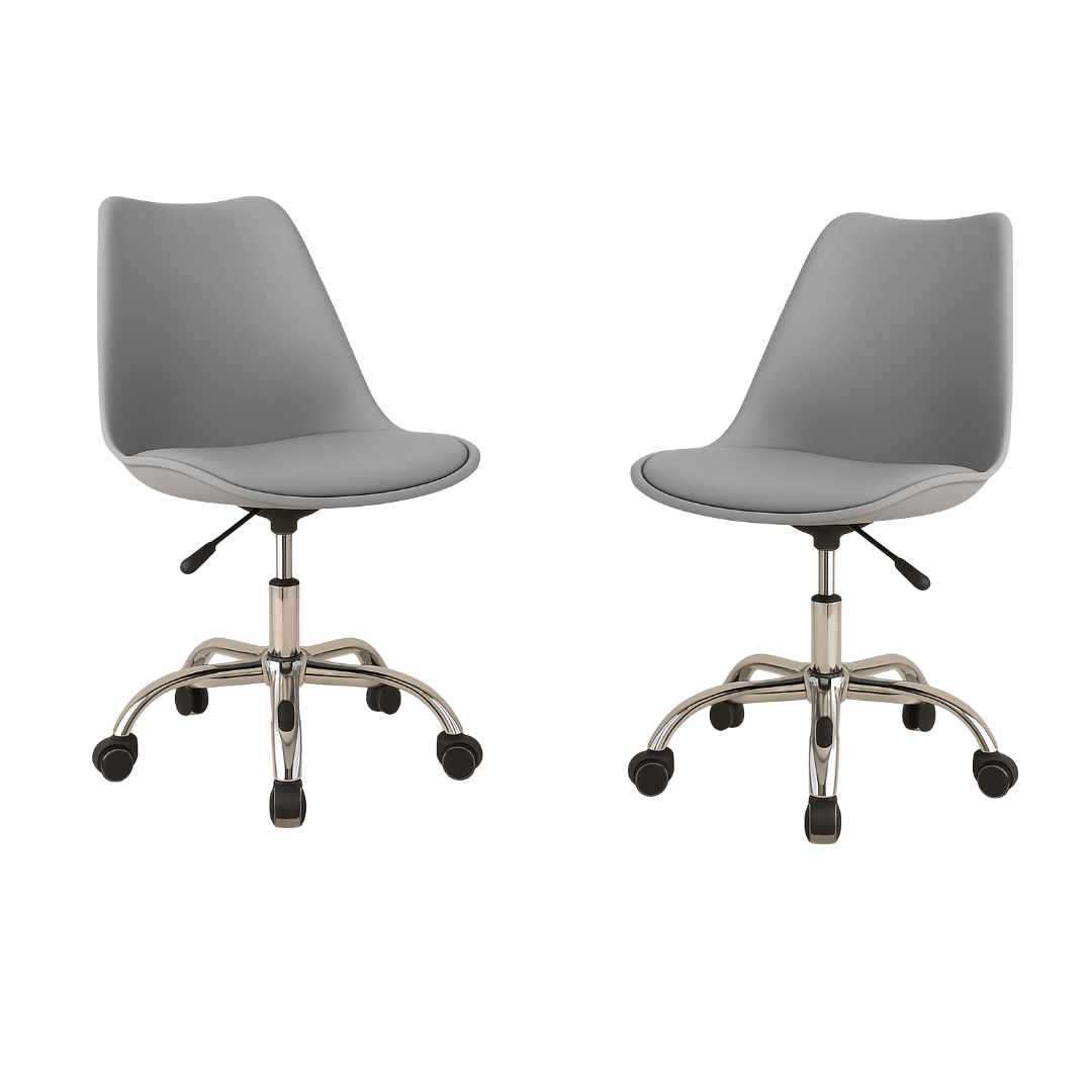 Silla Ejecutiva Eames Con Ruedas Gris