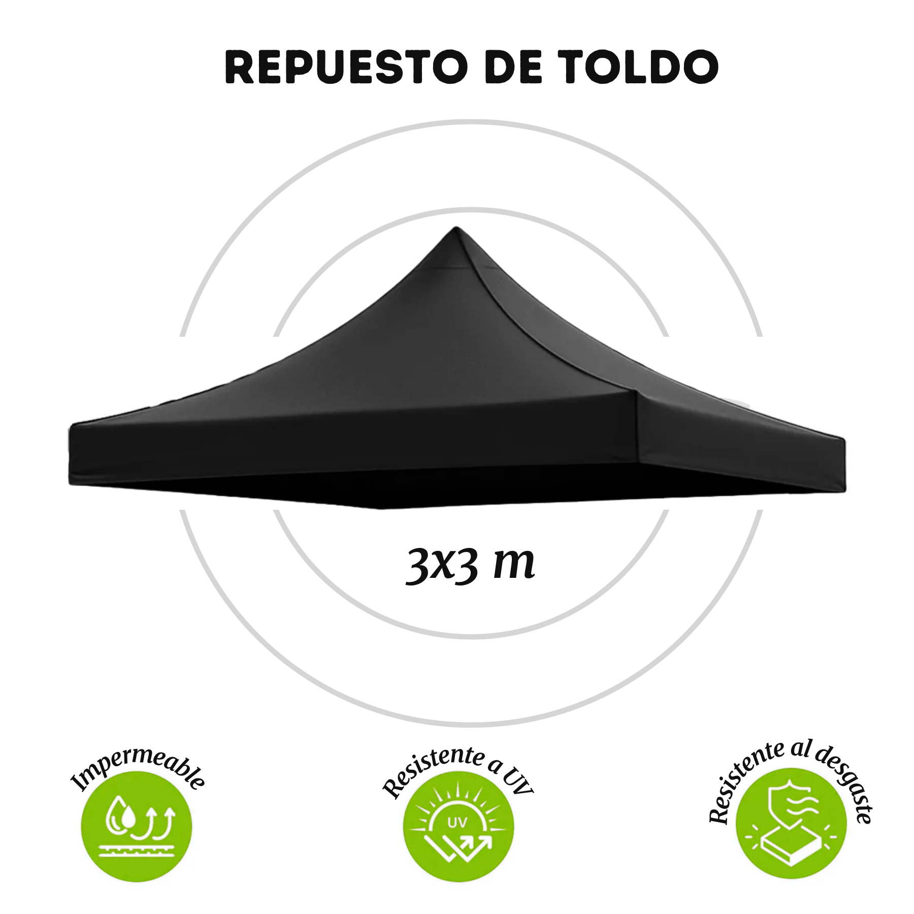Repuesto De Toldo Negro 3x3 M