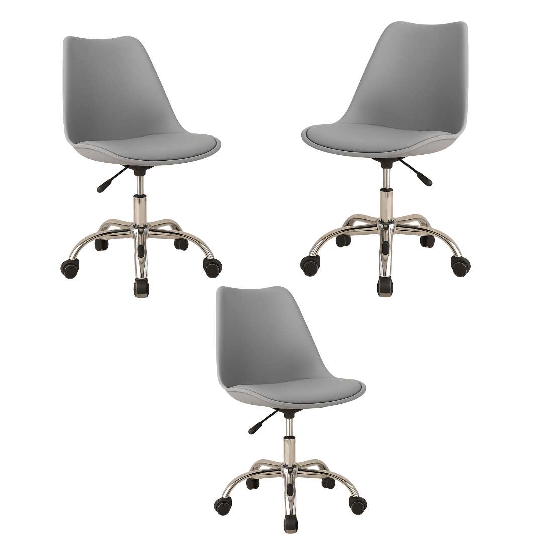 Silla Ejecutiva Eames Con Ruedas Gris