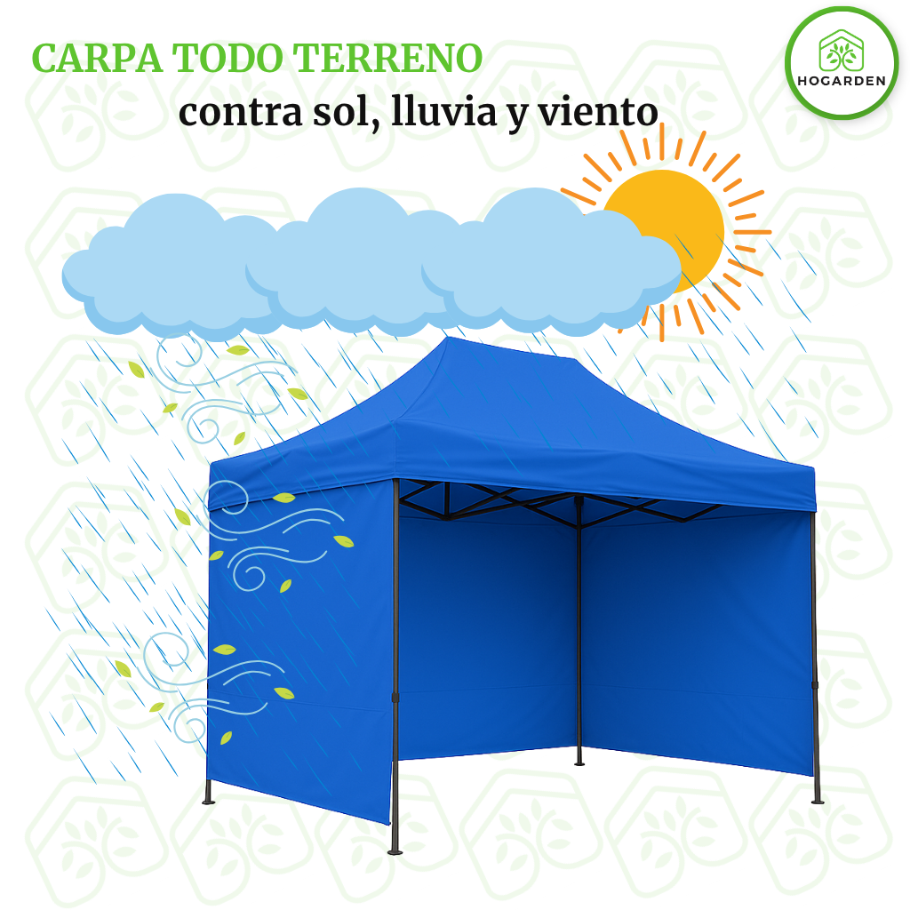 Carpa Plegable Azul 2x3 M Con Pared