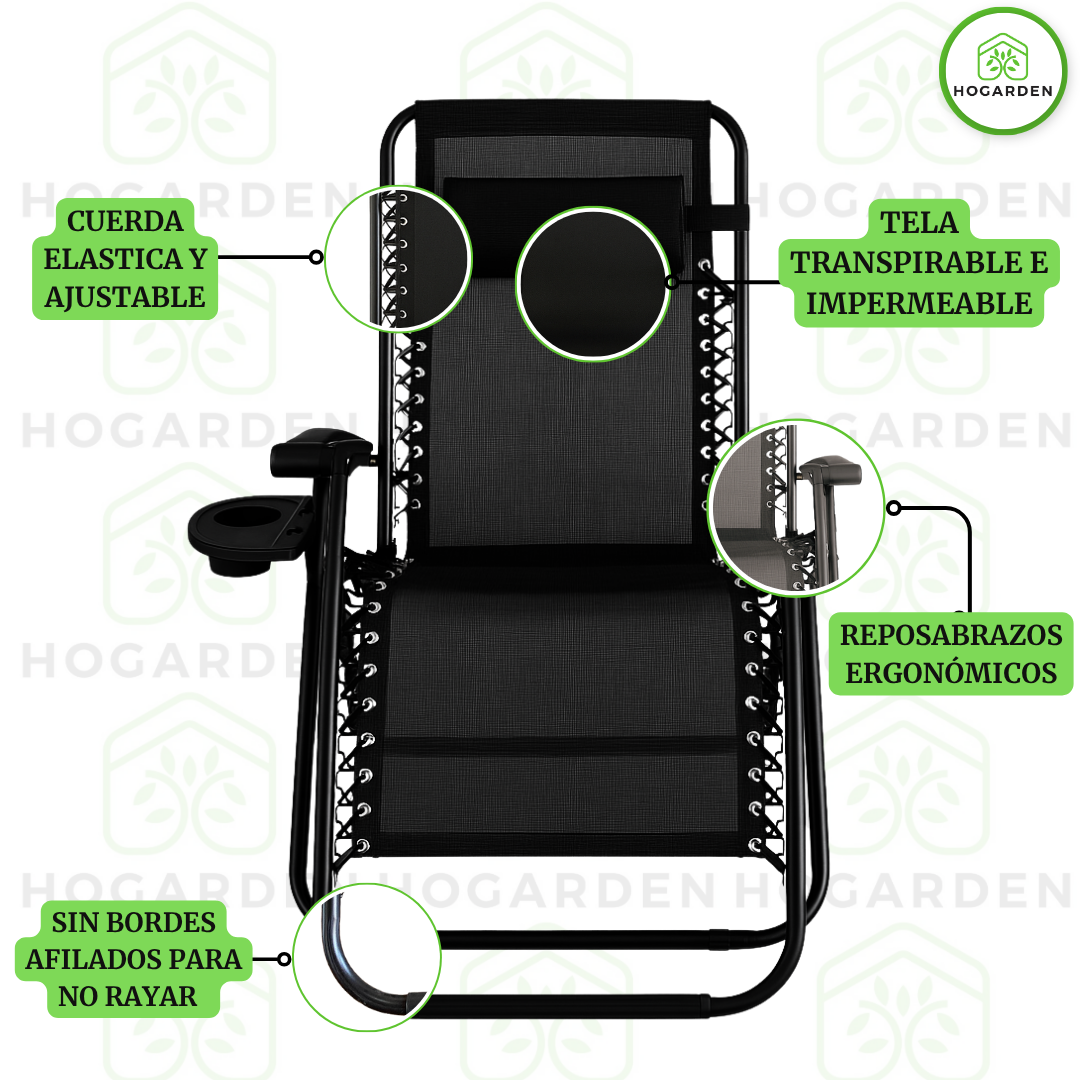 Silla Camastro Gravedad Cero Negro