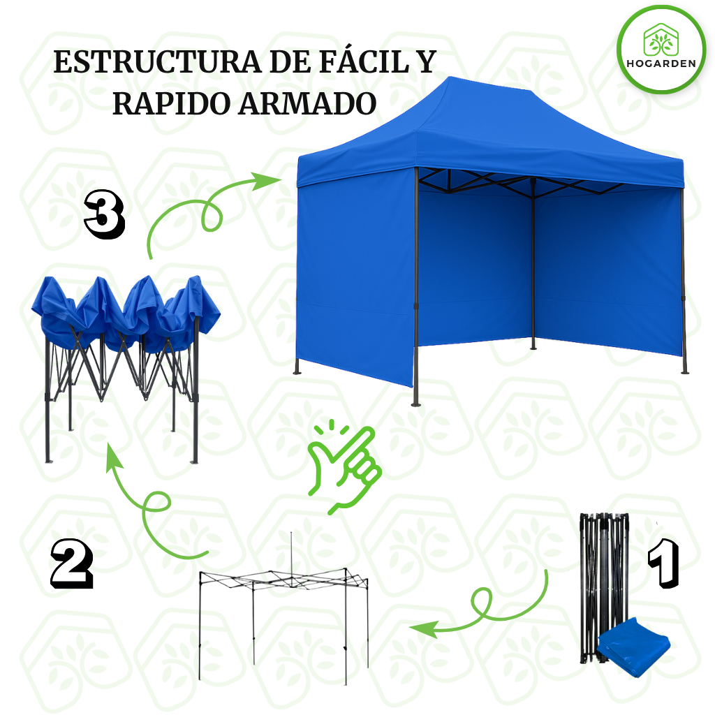 Carpa Plegable Azul 2x3 M Con Pared