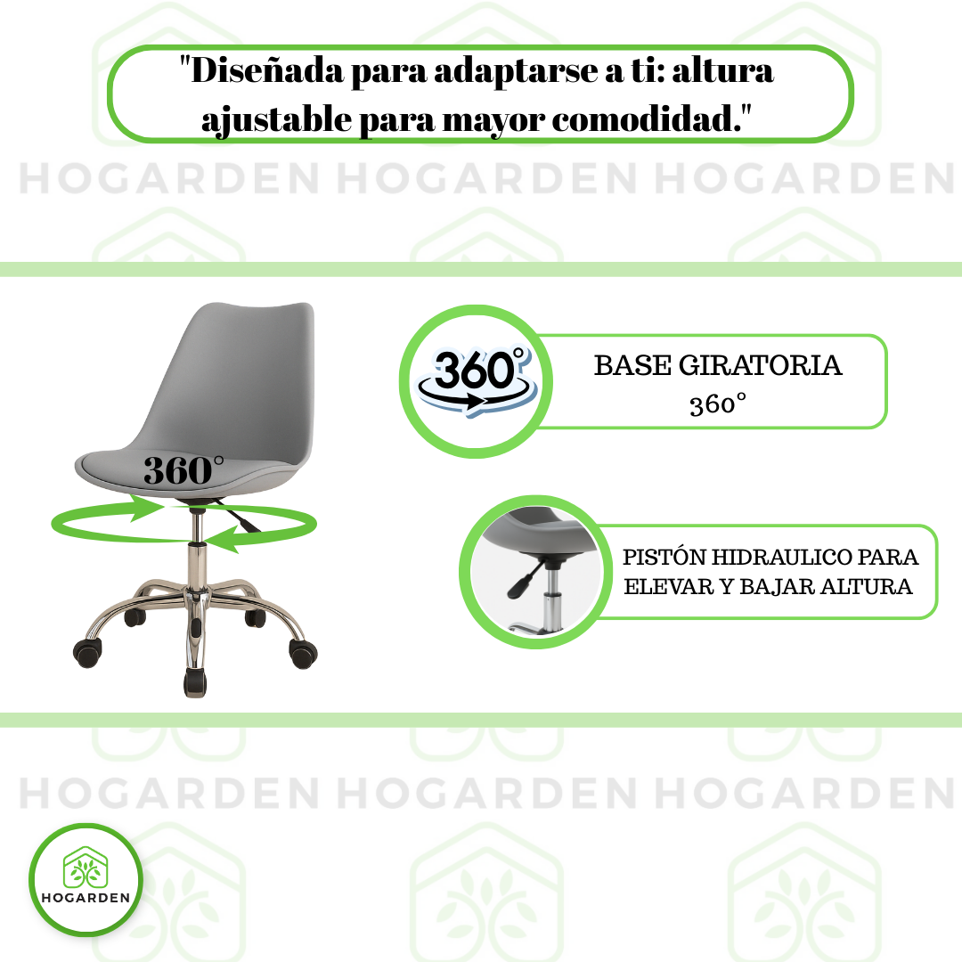 Silla Ejecutiva Eames Con Ruedas Gris