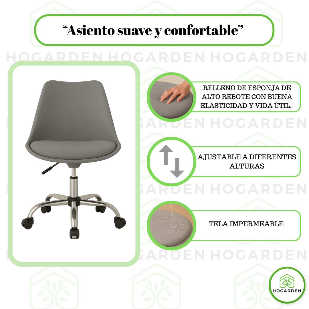 Silla Ejecutiva Eames Con Ruedas Gris