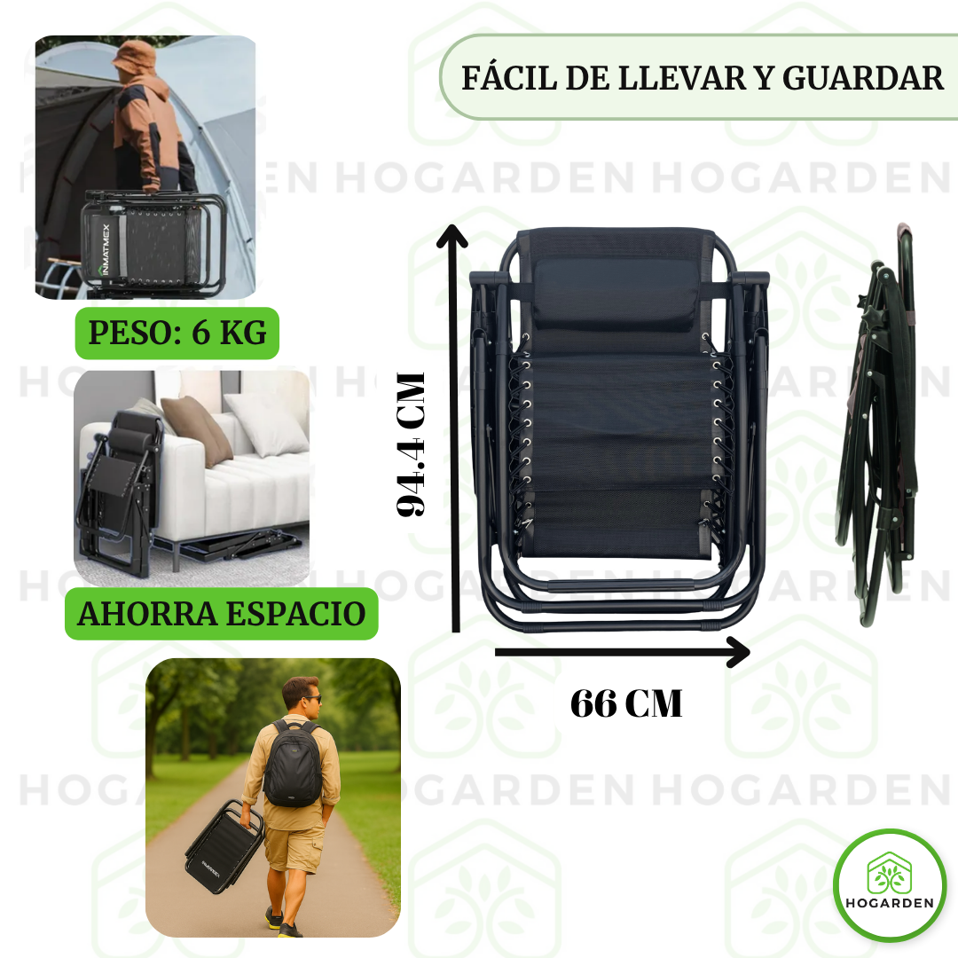 Silla Camastro Gravedad Cero Negro