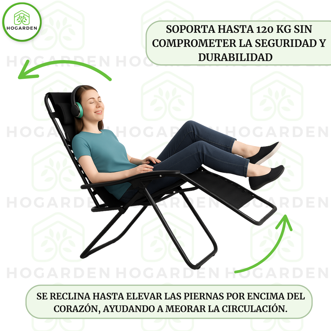 Silla Camastro Gravedad Cero Negro