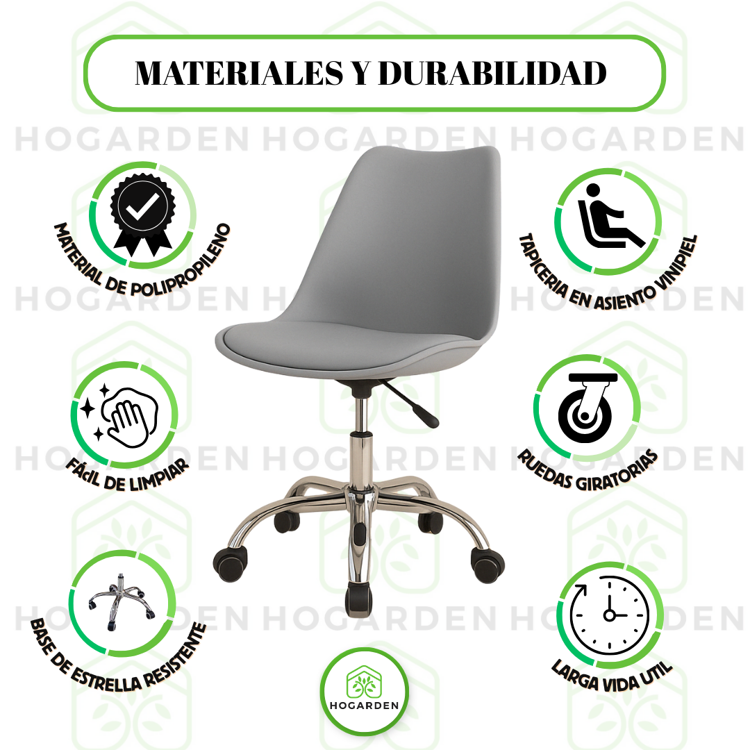 Silla Ejecutiva Eames Con Ruedas Gris