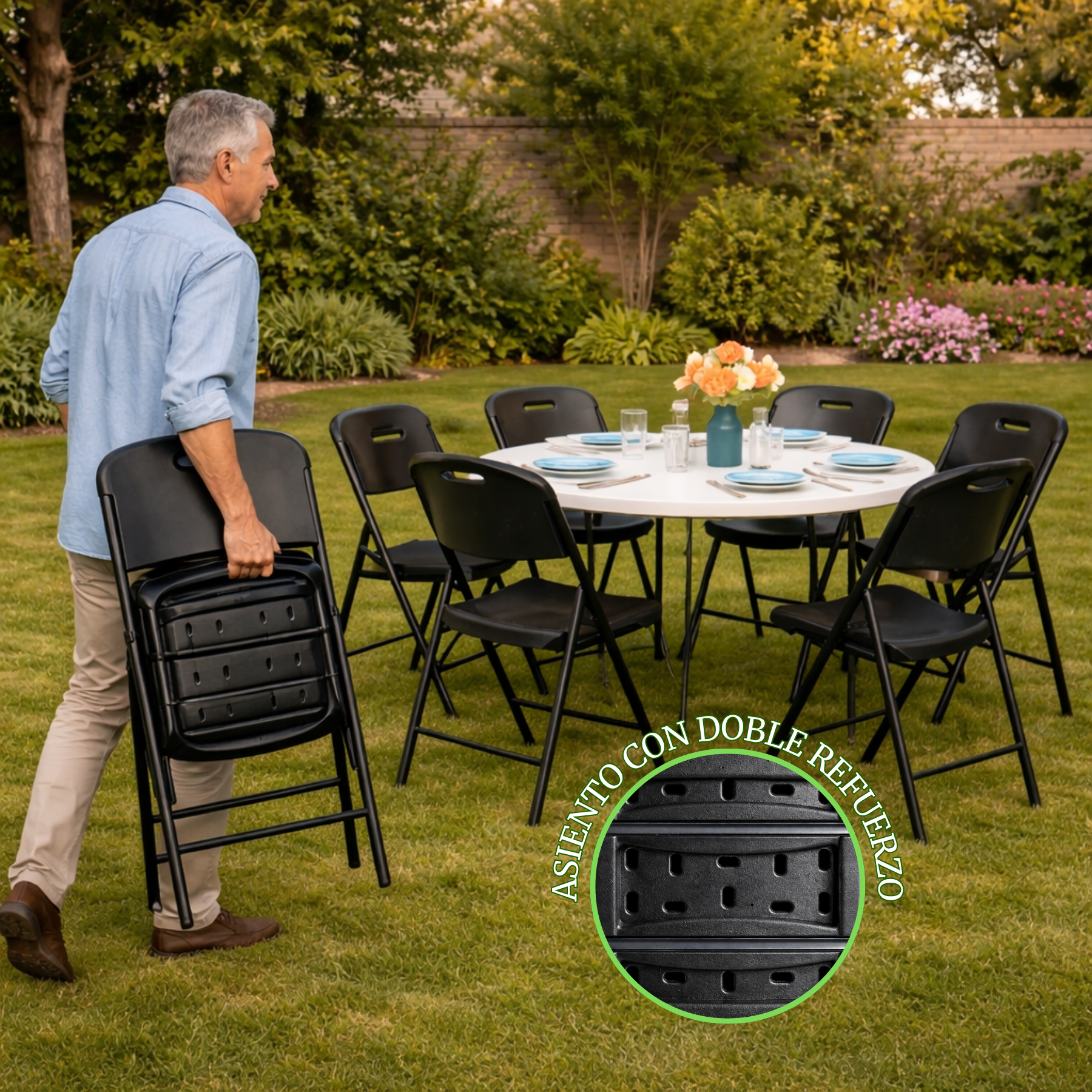 Silla Plegable Reforzada Negra