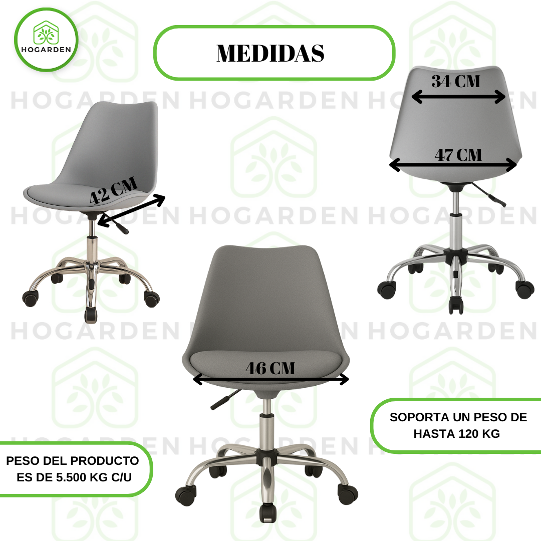 Silla Ejecutiva Eames Con Ruedas Gris