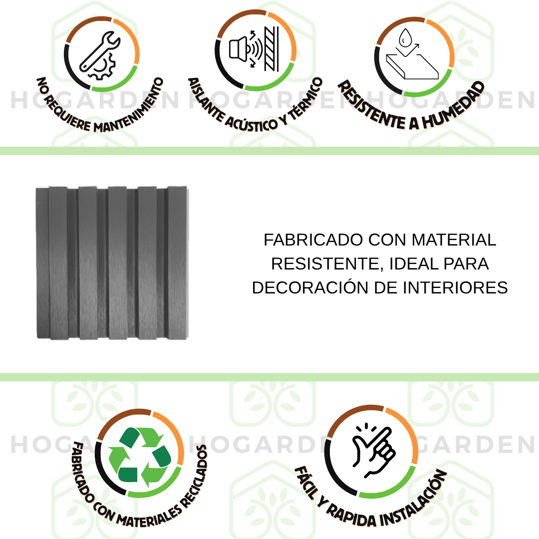 Panel Decorativo WPC Gris 2.9 m x 16 cm 10 Pzs