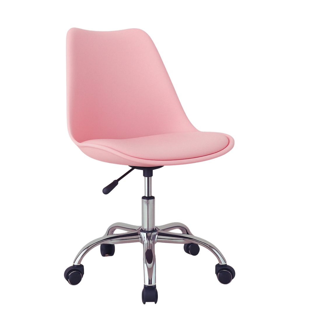 Silla Ejecutiva Eames Con Ruedas Rosa