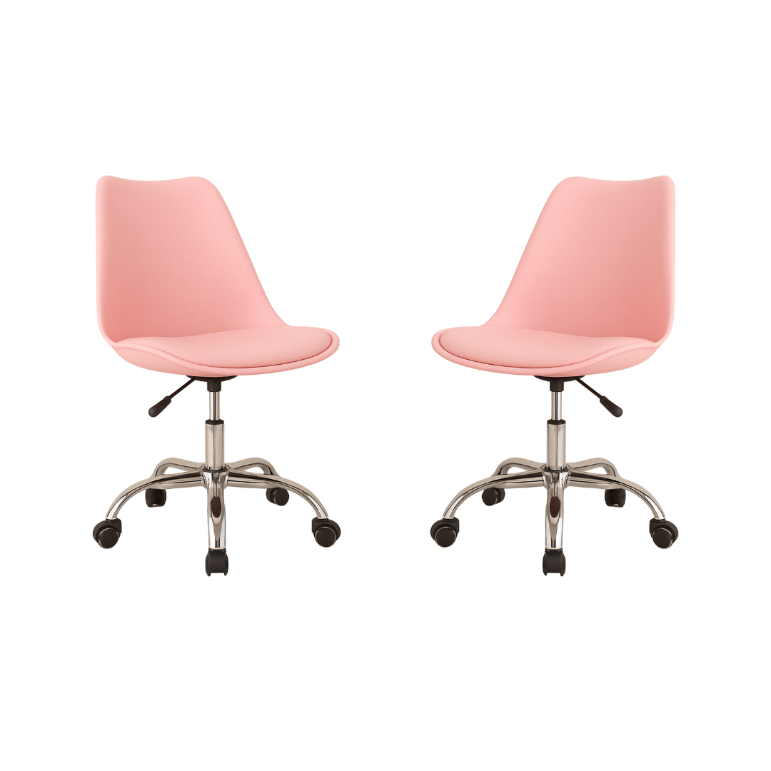 Silla Ejecutiva Eames Con Ruedas Rosa