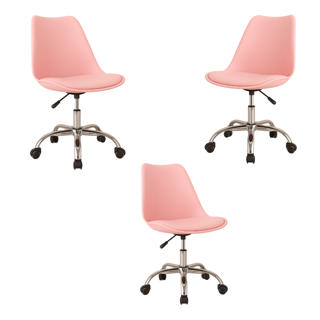 Silla Ejecutiva Eames Con Ruedas Rosa