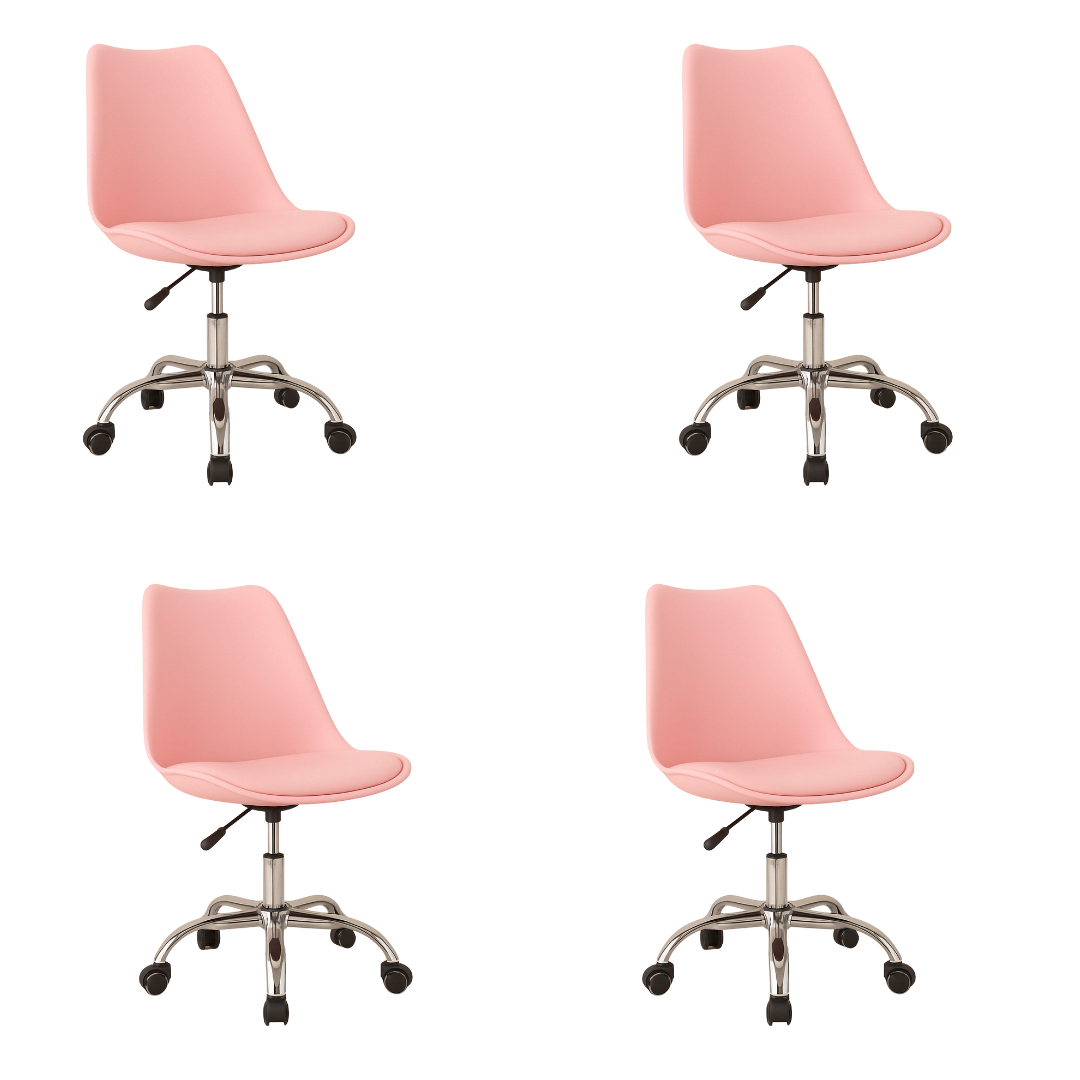 Silla Ejecutiva Eames Con Ruedas Rosa
