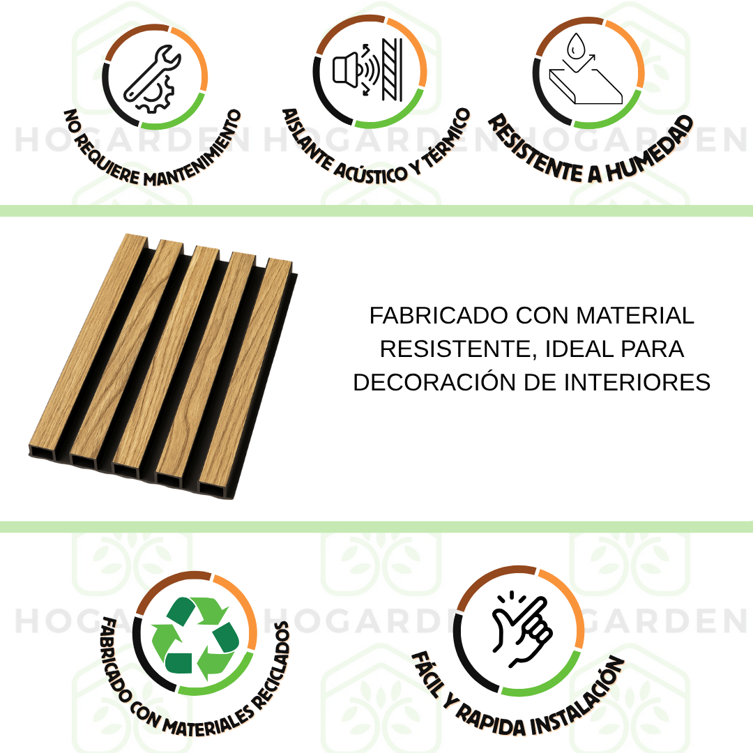 Panel Decorativo WPC Roble Con Fondo Negro 2.9 m x 16 cm 10 pzs
