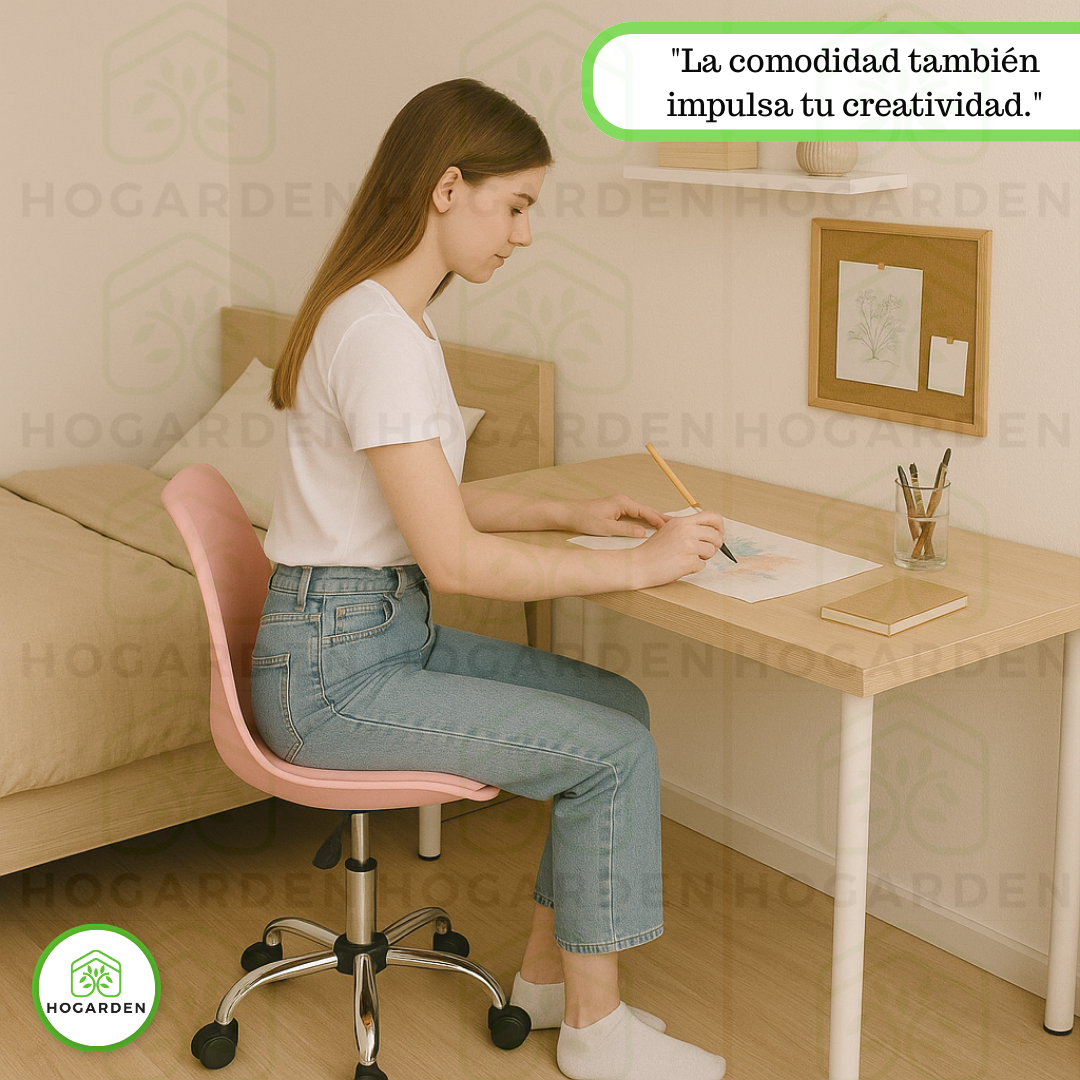 Silla Ejecutiva Eames Con Ruedas Rosa