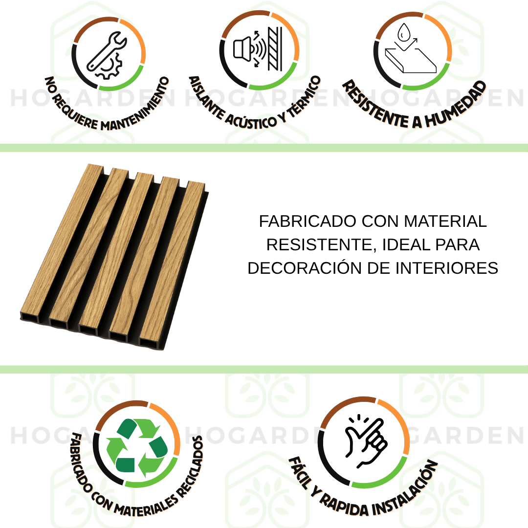 Panel Decorativo WPC Roble Con Fondo Negro 1 m x 16 cm 12 Pzs